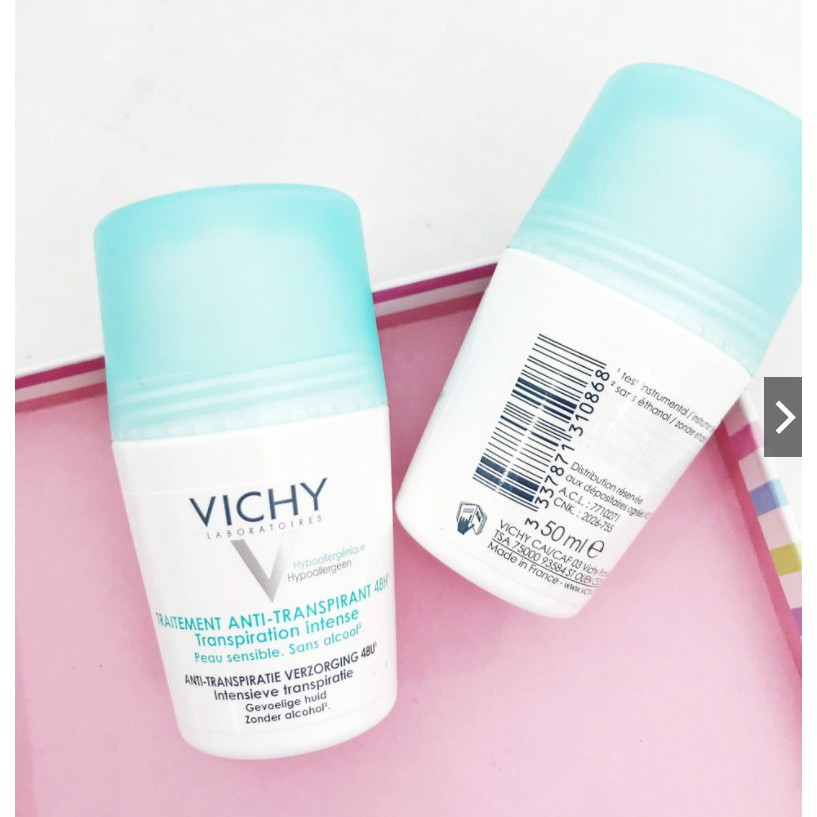 [CHÍNH HÃNG CÓ TEM] VICHY Antiperspirant Deodorant 48h 50mL - Lăn Khử Mùi Giúp Khô Thoáng 48h Cho Da Nhạy Cảm.