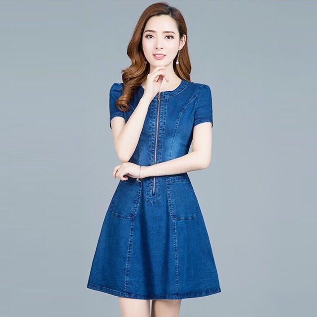 ĐẦM JEAN XÒE KÉO KHOÁ