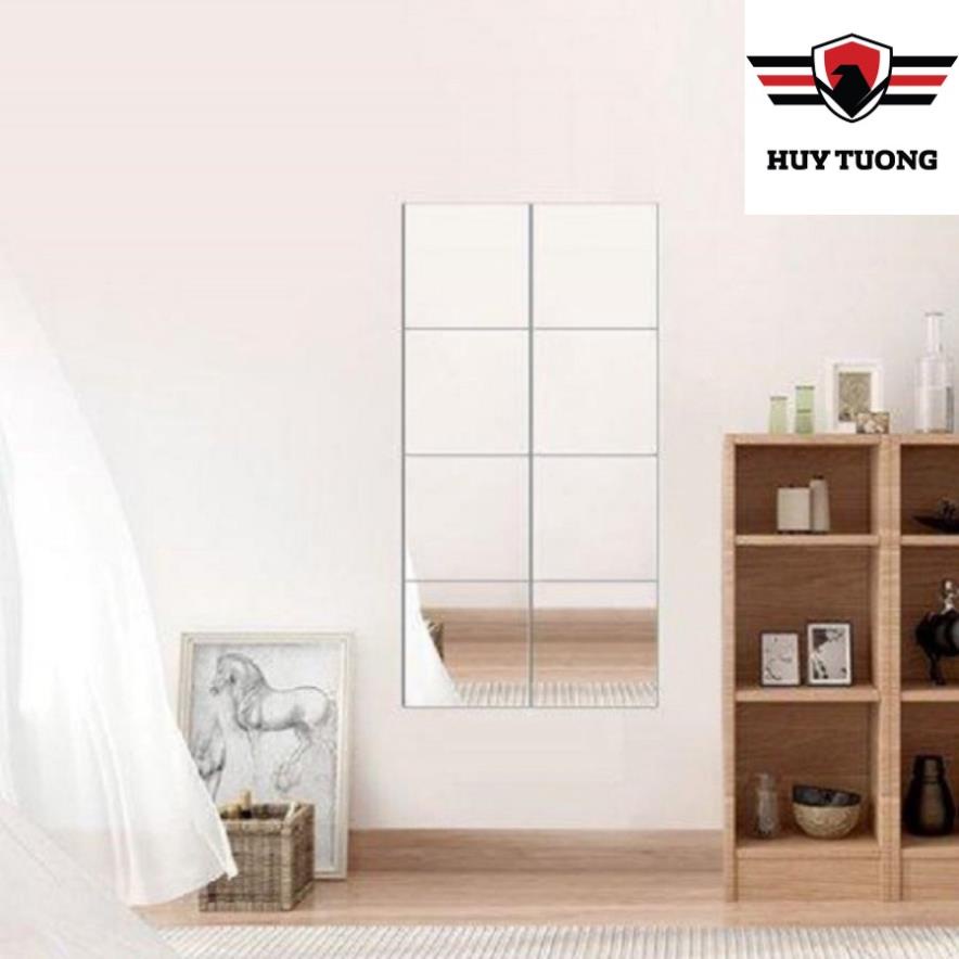 Gương dán tường chữ nhật nét dày, gương dán tường soi toàn thân, dán tủ quần áo vuông kích thước 20x20cm - Huy Tưởng