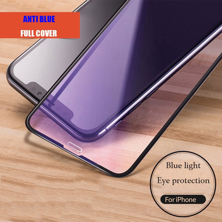 Keo dán toàn bộ chống kính cường lực màu xanh tím cho Huawei Mate 20 P20 P30 P40 Lite Nova 3 3i 5T 7 SE 7i Honor 8X Y7A Y7P Y6P Y5P Y6S Y9S Y7 Y9 Prime 2019 Bảo vệ màn hình