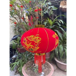 Đèn lồng vải nhung đỏ treo tết lễ hội size 80cm chữ việt nam
