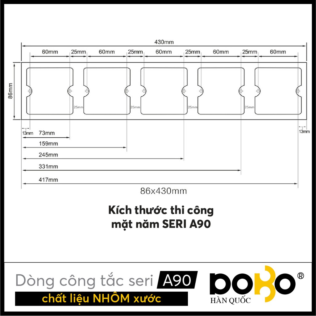 [DoBo] Dòng ổ cắm Seri A90 - Hạt bốn công tắc 16A (Set 4 gang)