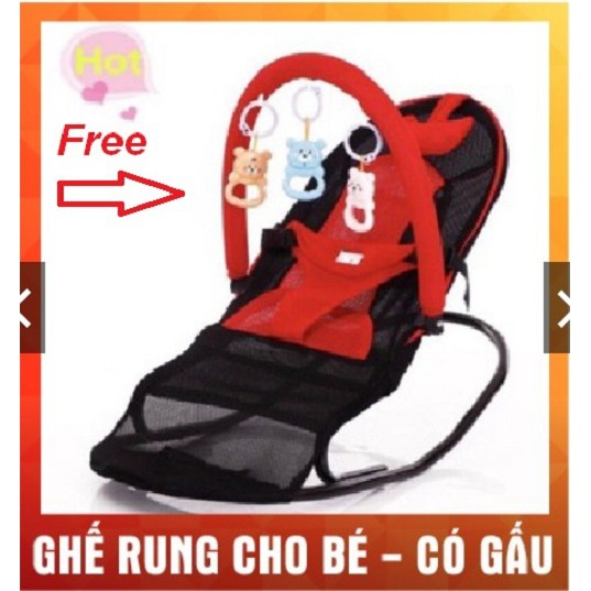 [KHO SỈ] Ghế Rung Nhún chân cong Cao Cấp Tặng Kèm Đồ Chơi + Gối Đầu Cho Bé