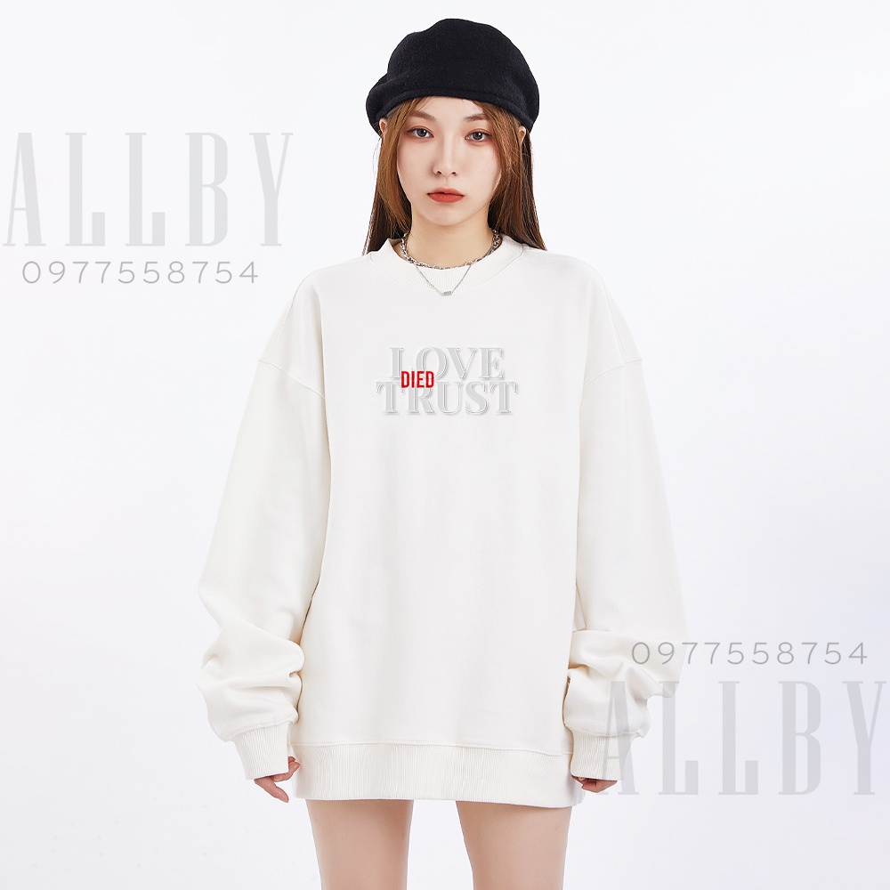 Áo Sweater nam nữ , áo hoodie nam nữ form rộng Unisex Love Trust chất nỉ da cá đen trắng SLT01 - Allby | BigBuy360 - bigbuy360.vn