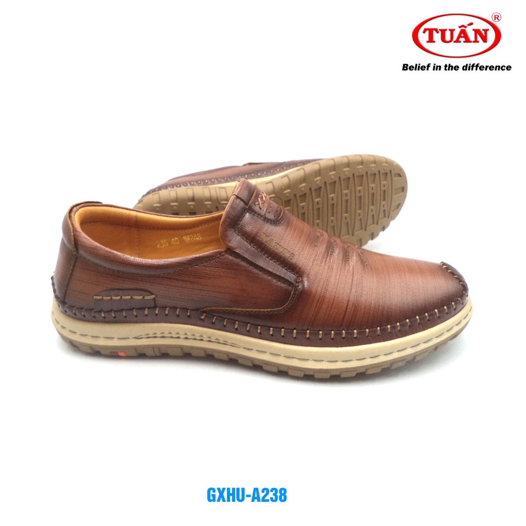 Giày lười nam giày mọi quai da bò tụ nhiên thương hiệu Tuấn GXHU-238