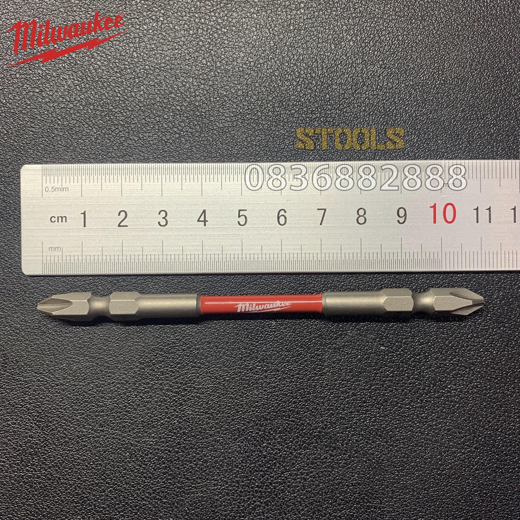 Mũi bắt vít hai đầu dài 110mm PH2 Milwaukee chính hãng Mỹ siêu bền, mũi vít PH2 2 đầu 4 cạnh bake nam châm từ siêu cứng