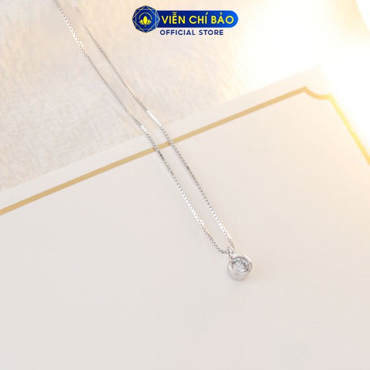 Dây chuyền bạc nữ mặt tròn đính đá trắng nhỏ bạc 925 thời trang phụ kiện trang sức nữ Viễn Chí Bảo D400485x