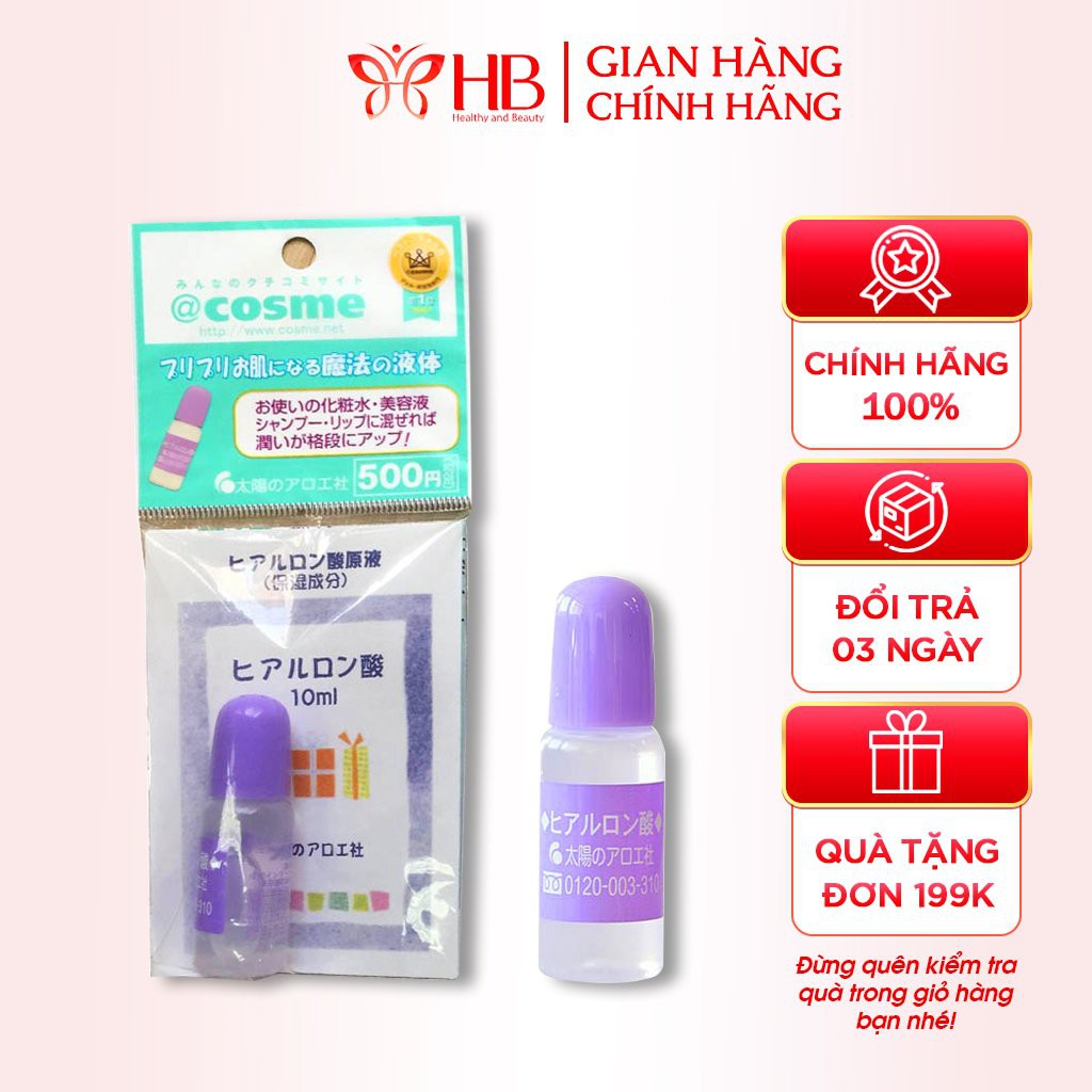 Tinh chất Serum HA 10ml Nhật Bản chỉ 1 giọt giúp làn da căng mọng, tái tạo , phục hồi da