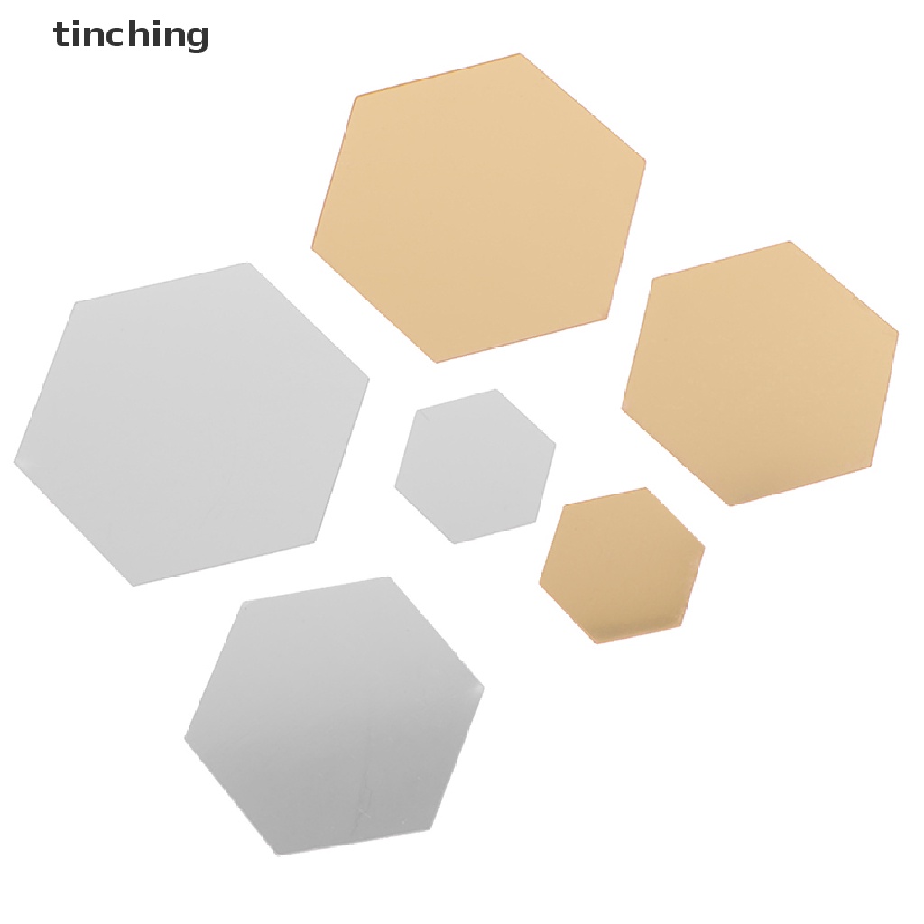 bộ 12 miếng dán tráng gương hình lục giác mới