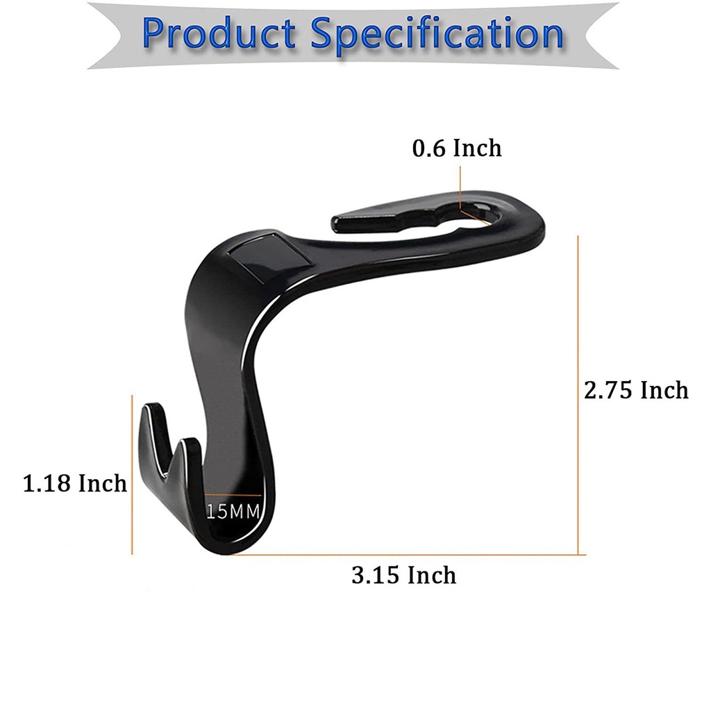 Set 4 Móc Treo Đồ Gắn Lưng Ghế Xe Hơi Đa Năng Tiện Dụng