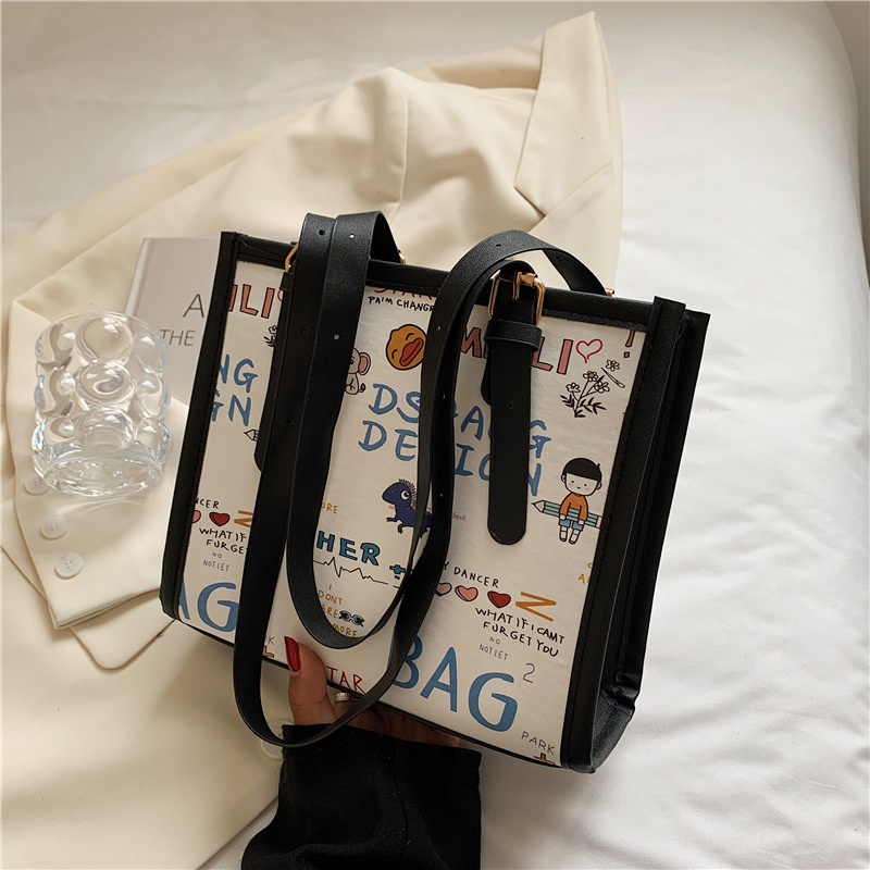 Túi Xách Tay In Họa Tiết Graffiti Phong Cách Mới Dành Cho Nữ FF4039