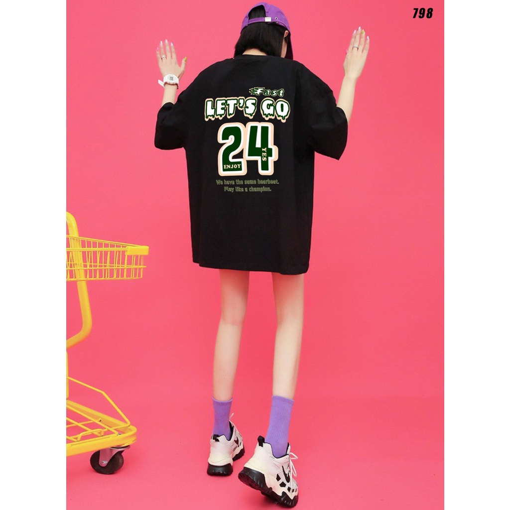 Áo phông form rộng unisex nam nữ tay lỡ Let's Go24 798 HY KOREA