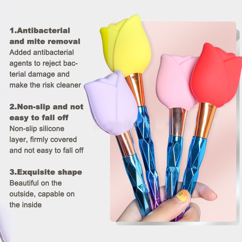 Set 3 Vỏ Bọc Đầu Cọ Trang Điểm 3 Kích Cỡ Bằng Silicone Tái Sử Dụng Tiện Lợi Du Lịch