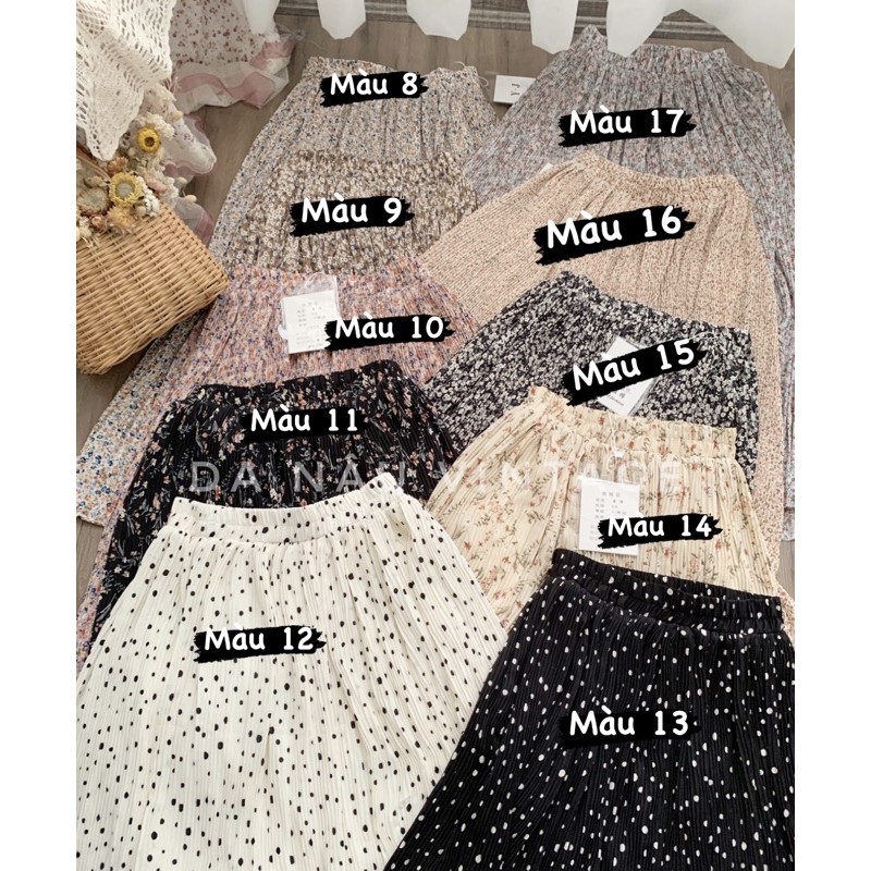chân váy voan hoa nhí dáng dài dập ly nhiều màu hàng quảng châu phong cách ulzzang (ảnh shop chụp thật 100%) | BigBuy360 - bigbuy360.vn