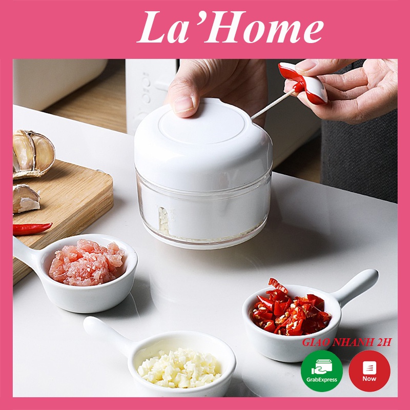 Dụng cụ xay tỏi ớt bằng tay Mini Food Chopper La'Home Tiện Dụng, Máy xay nhuyễn tỏi ớt hành gia vị cầm tay