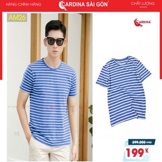 Áo Thun Nam Tay Ngắn Cổ Tròn Kẻ Sọc Ngang Cao Cấp 𝐂𝐀𝐑𝐃𝐈𝐍𝐀 𝙎𝙖̀𝙞 𝙂𝙤̀𝙣 Chất Liệu Cotton Co Giãn Thấm Hút Mồ Hôi Mã AM2