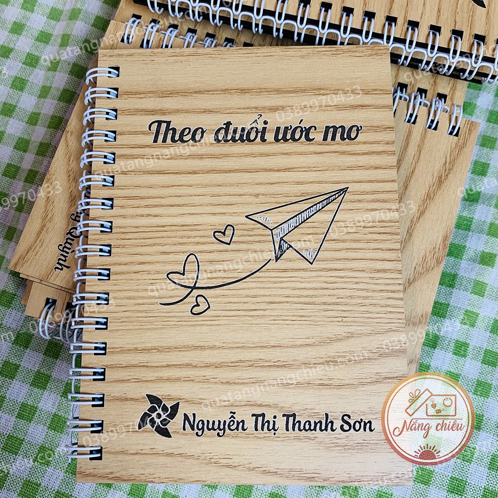 Quà tặng ý nghĩa dành cho bạn thân - Sổ bìa gỗ khắc hình cánh diều theo đuổi ước mơ - Bìa gỗ cứng 2 mặt
