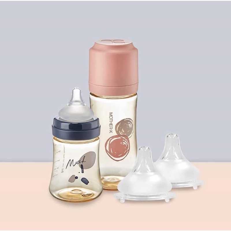 Bình sữa MOTHER - K 180ml/ 280ml nội địa Hàn (Bình tách set - Núm ty 2 van khí)