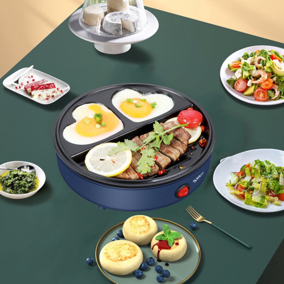 Máy nướng thit mini, ốp la trứng trái tim đôi Sokany 2in1