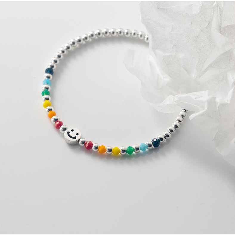 S925 silver multicolored Korean style beaded bracelet for women | BigBuy360 - bigbuy360.vn