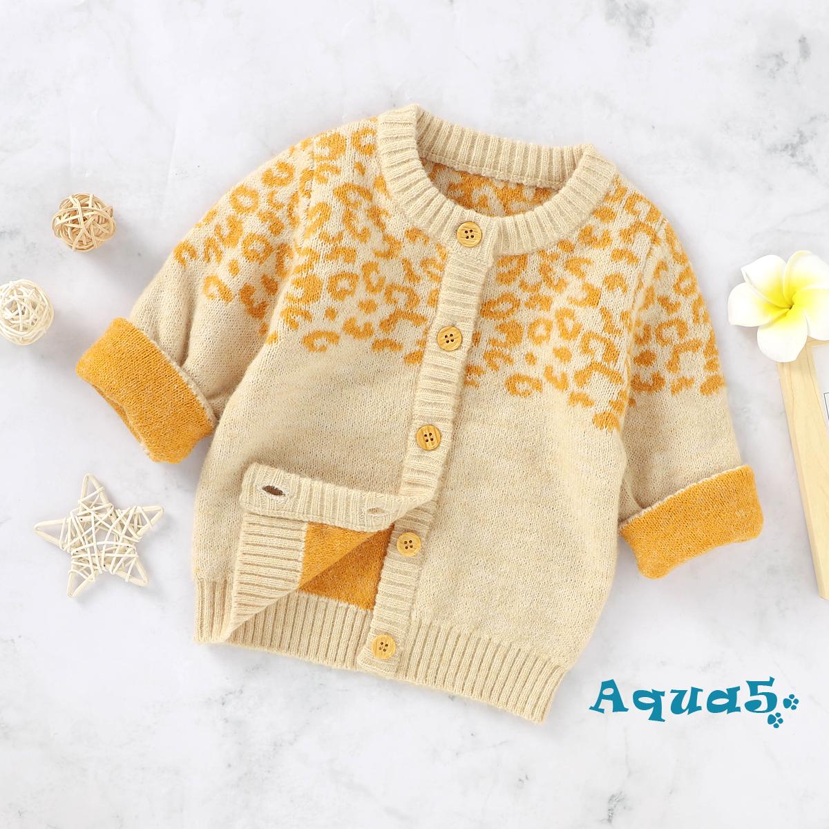 Áo Khoác Cardigan Họa Tiết Da Báo Thời Trang Thu Đông Cho Bé Gái