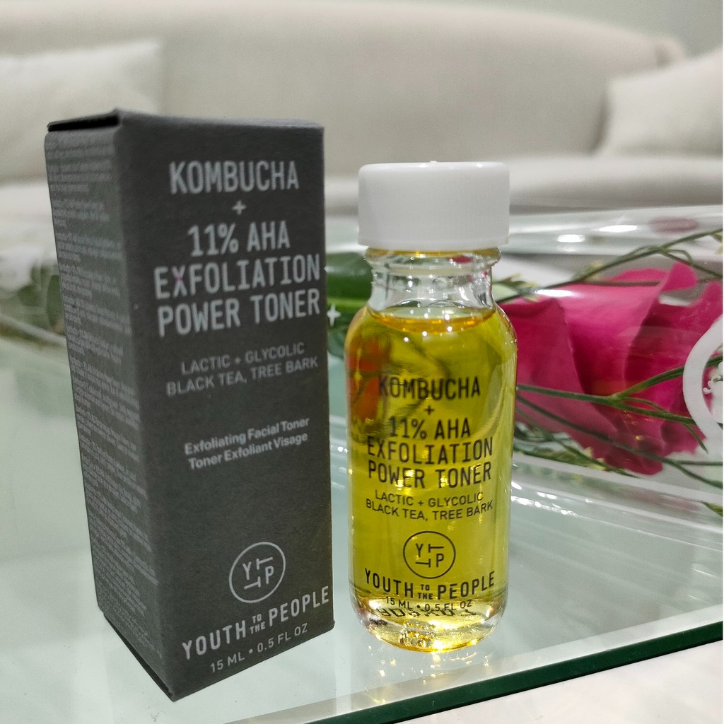 (tặng kèm băng đô) Nước dưỡng trà đen lên men Kombucha + 11% AHA Exfoliation Power Toner Youth to the People