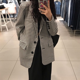 (Hàng Đẹp)Ảnh thật 2 hình cuối-2W220.Áo blazer kẻ houndstooth phong cách Hàn Quốc