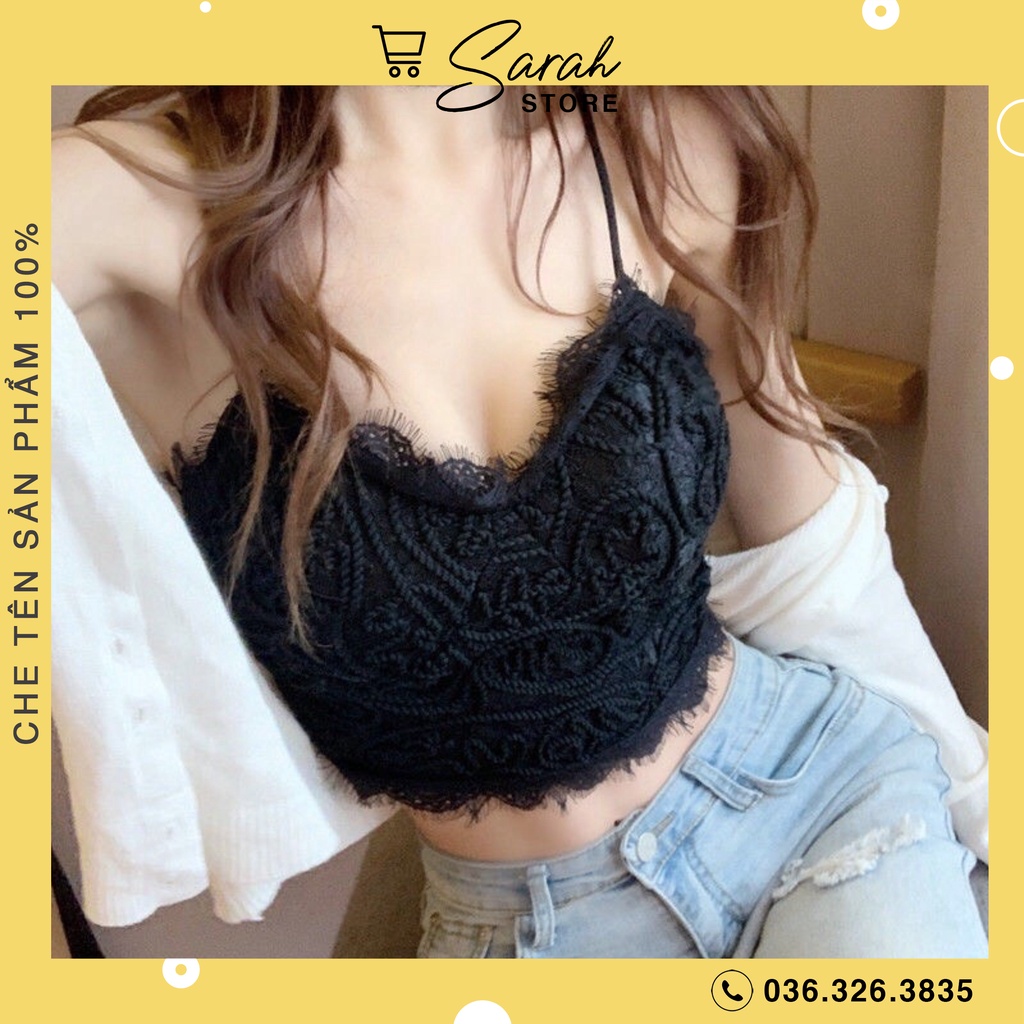 Áo Bra Viền Ren 2 Dây Chun Sau Co Giãn Có Mút Màu Đen Trắng 997