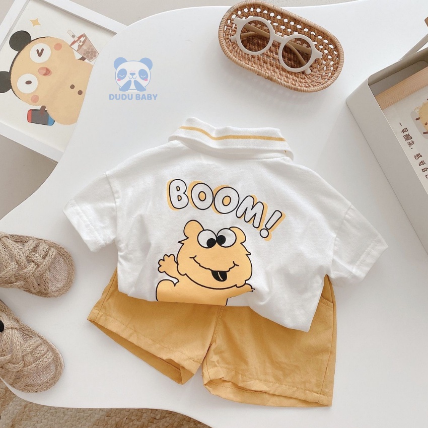 Áo thun bé trai cao cấp Dudu Baby Áo Polo bé trai cho bé từ 8-20kg được thiết kế in hình chú ếch ngộ nghĩnh đáng yêu
