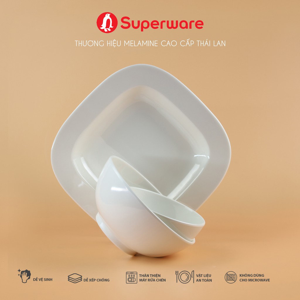 Bộ Bát Đĩa SUPERWARE Nhựa Phíp 100% Melamine Sứ - Porceline