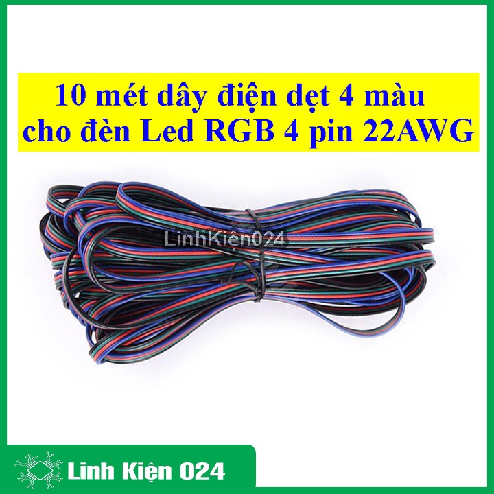 Cuộn 10 mét đây điện dẹt 4 màu 22AWG 4P