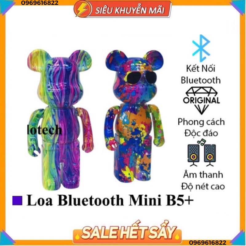 Loa Bluetooth Mini Cầm Tay B5+ Hình Gấu BearBrick, Loa Di Động Đẹp Nghe Nhạc Hay Âm To - Hỗ Trợ USB Và Thẻ Nhớ