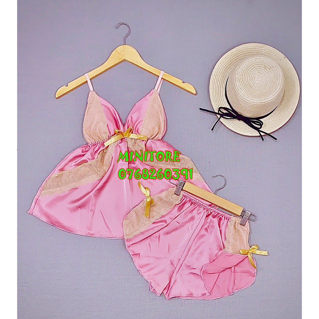 [40KG - 55 KG]ĐỒ NGỦ SEXY SATIN CÓ MÚT - Vải siêu mát siêu xinh không nhăn hàng xưởng nhà may bao chắc chắn bao đẹp