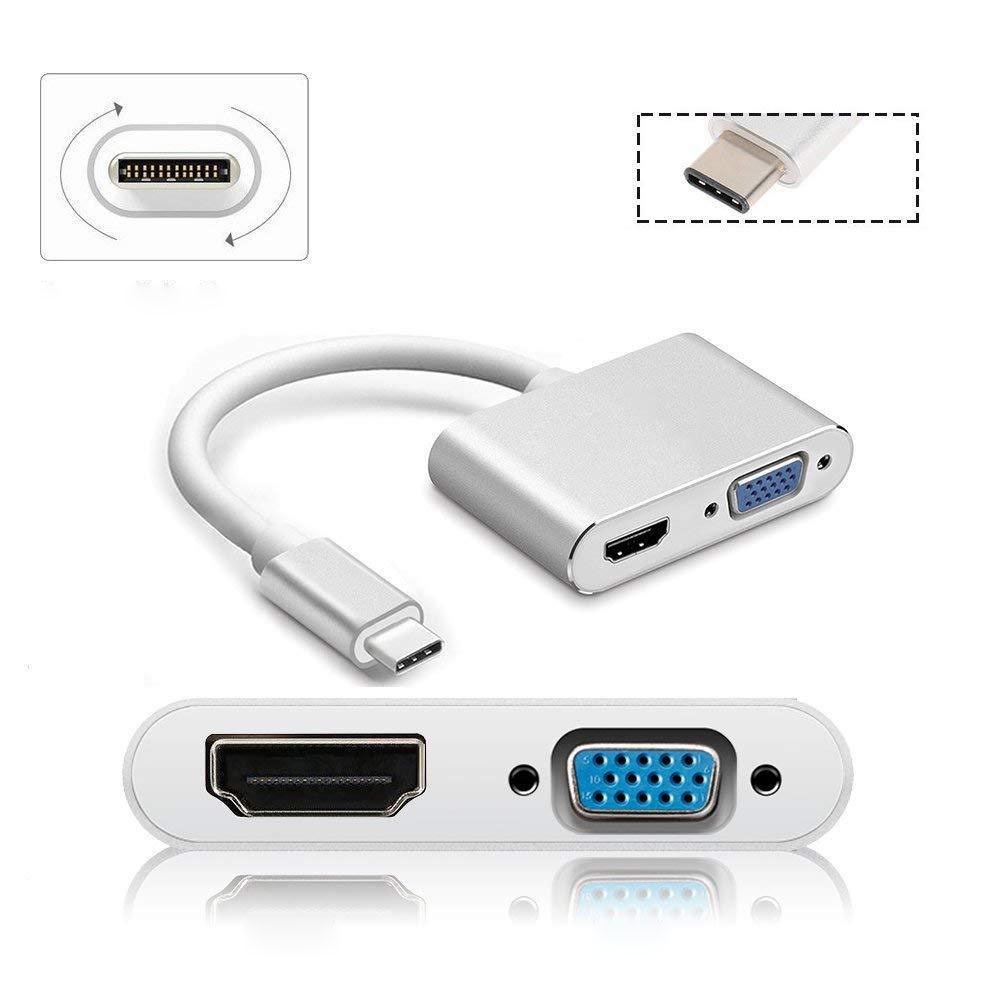 Bộ Chuyển Đổi USB C Hdmi HUB Type-C Sang Hdmi 4K VGA 1080P 2 Trong 1 Cho Laptop / Điện Thoại / Máy Chiếu / TV