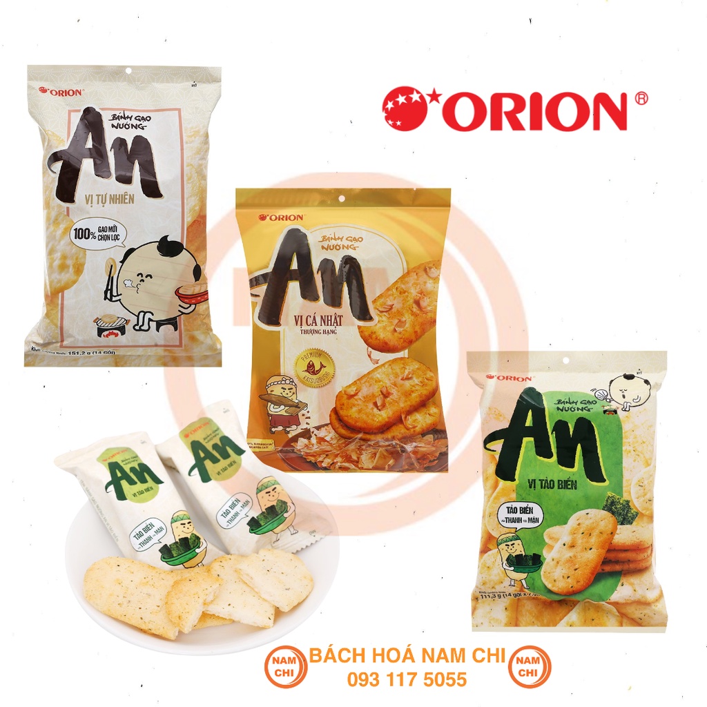 Bánh Gạo An 3 Hương Vị Ngọt và Tảo Biển Cá Nhật Công Ty Orion Sản Xuất