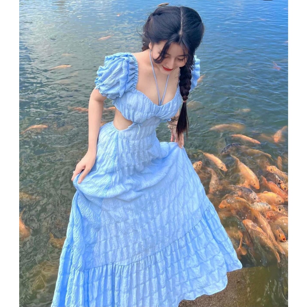Đầm maxi cổ yếm hở eo có mút ngực sang chãnh - LinDa Dress