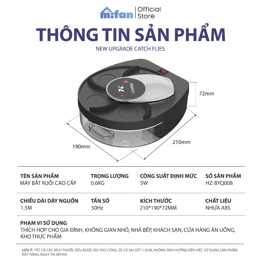 Máy Bắt Ruồi Tự Động 2021 Pin Sạc Cao Cấp Mifan - Bẫy Ruồi Thông Minh - BH 1 Tháng 1 đổi 1 - Phiên Bản Nâng Cấp Mới Nhất