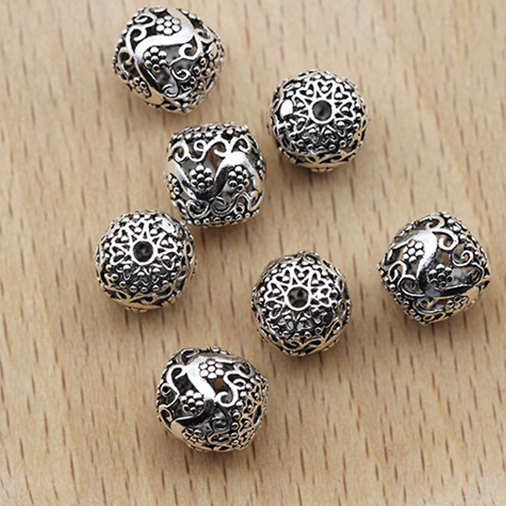 Charm bạc Hạt retro rỗng