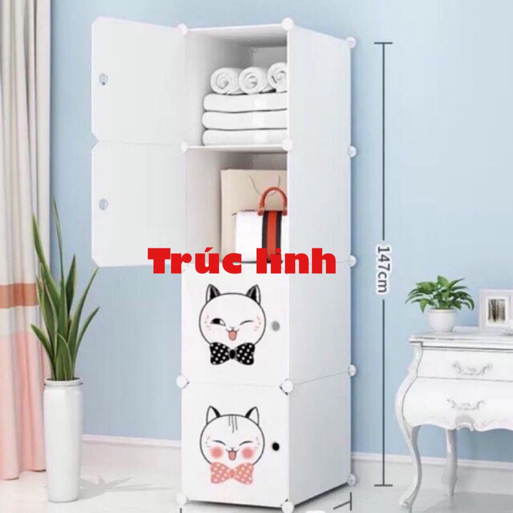 Tủ nhựa ghép 4 ngăn full ô