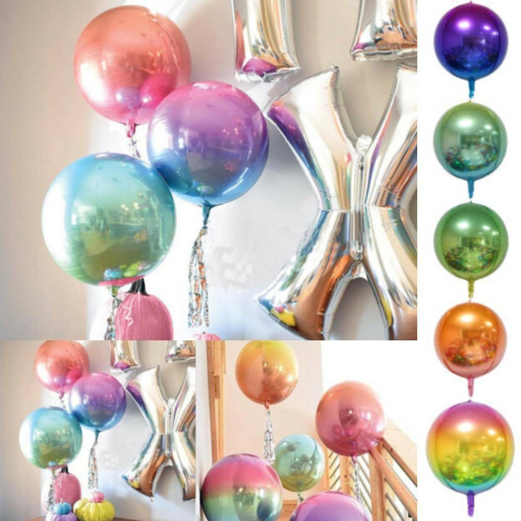 Bong Bóng Lá Nhôm Màu Cầu Vồng 22 &quot;4D Trang Trí Tiệc