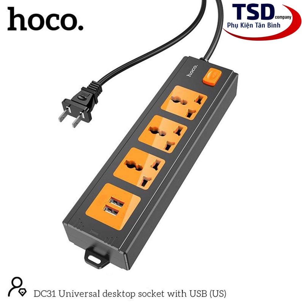 Ổ Cắm Điện Đa Năng Có Cổng USB Hoco DC31 2500W Chính Hãng