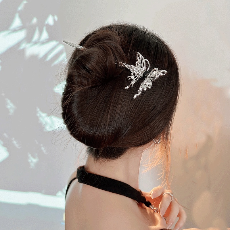 Kẹp Tóc Hình Bướm Bằng Kim Loại Dạng Lò Xo Phong Cách Trung Hoa Cổ Điển Cho Nữ