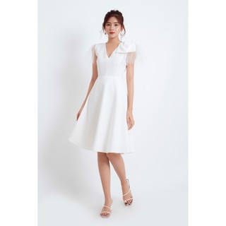 ĐẦM CÁCH ĐIỆU VAI PHỐI SHEER - D1111