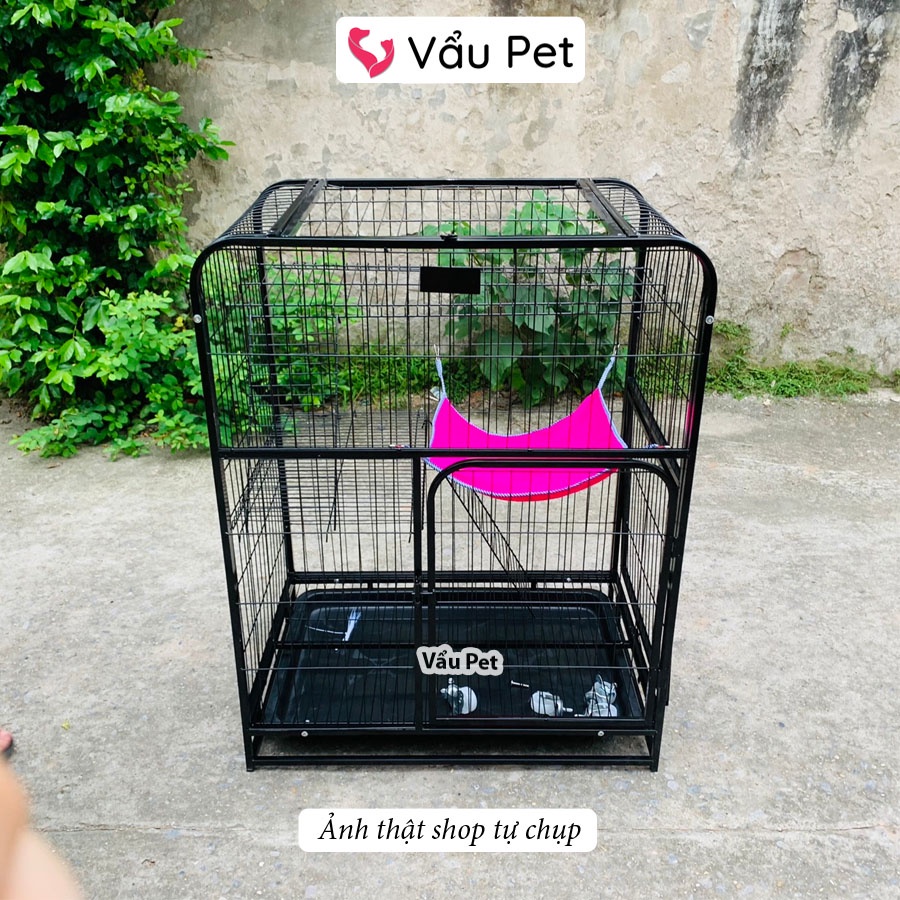 Lồng Chuồng Mèo Nan Ống Nhiều Tầng Có Bánh Xe ~78x54x110cm