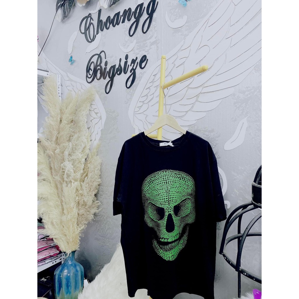 Áo Phông Nam Nữ Unisex Hình Đầu Lâu Xanh,Áo Thun Sọ Ma