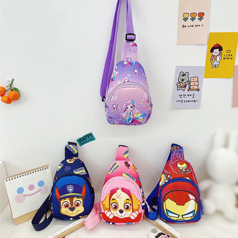 Túi Nylon Đeo Chéo Ngực / Thắt Lưng In Họa Tiết Hoạt Hình Có Khóa Kéo Cho Bé