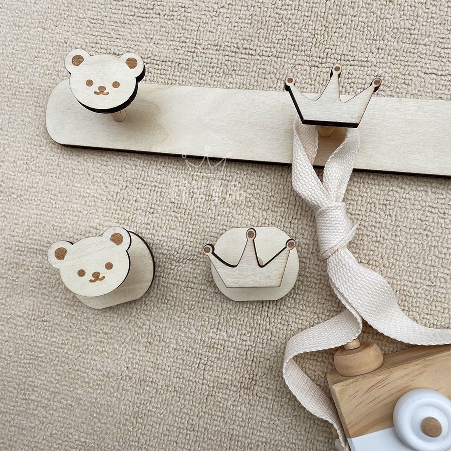 Móc gấu Treo Tường - Móc Treo Trang Trí phong cách vintage hàn quốc cho bé MTQA ongvobe