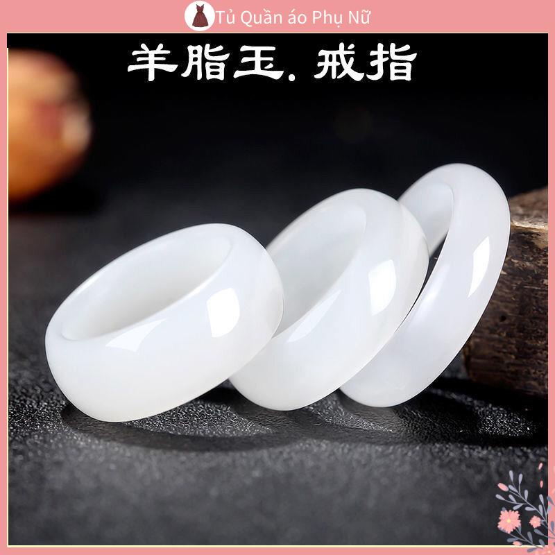 Nhẫn Thời Trang Nhẫn Cặp Đôi Ngọc Bích Trắng Lanolin Hetian Cho Nam Và Nữ Bán Chạy