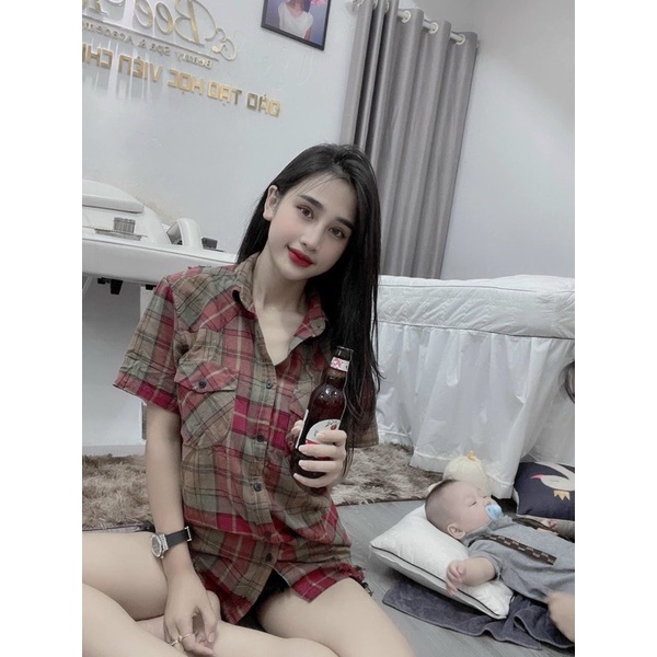 Áo sơ mi nam nữ bbr ngắn tay loang màu rách gấu  , chất liệu cotton không phai màu