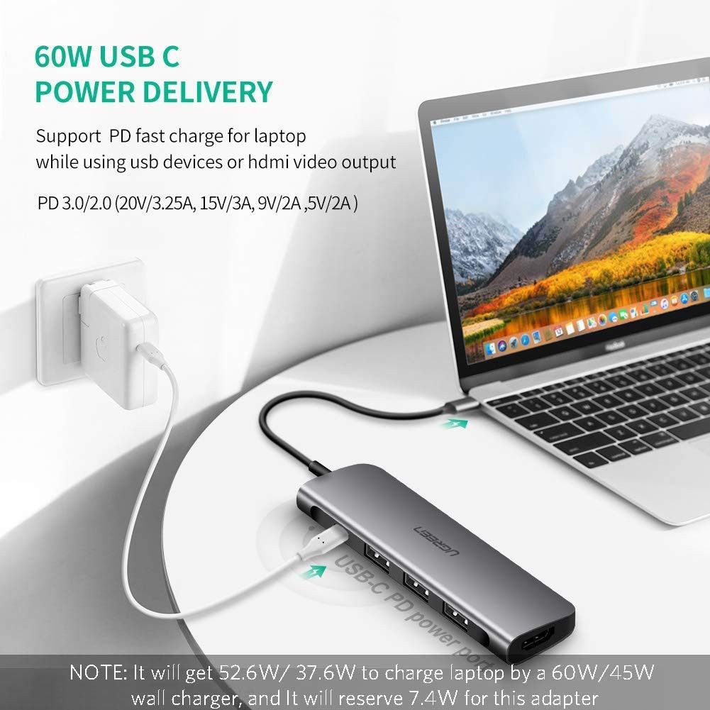 Hub USB Type-C ra HDMI + USB 3.0 + sạc Type-c cao cấp UGREEN 50209